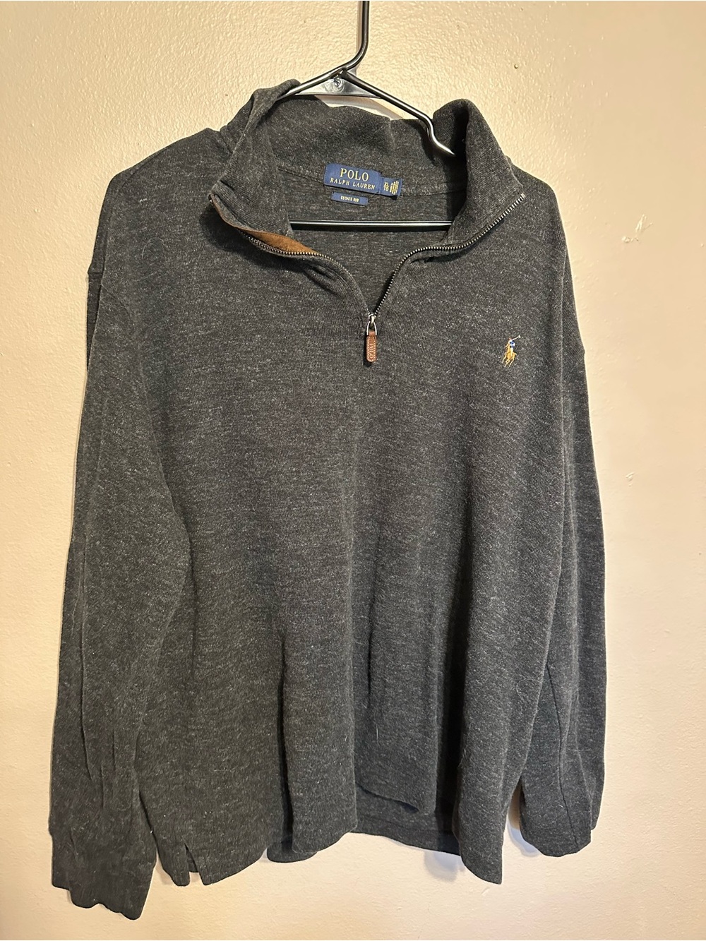 Polo by Ralph Lauren Dark Charcoal Half-Zip 100% Cotton